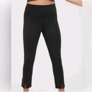 OFFLINE by Aerie The Hugger Leggings Small Black Hi-Rise Split‎ Hem Soft Stretch